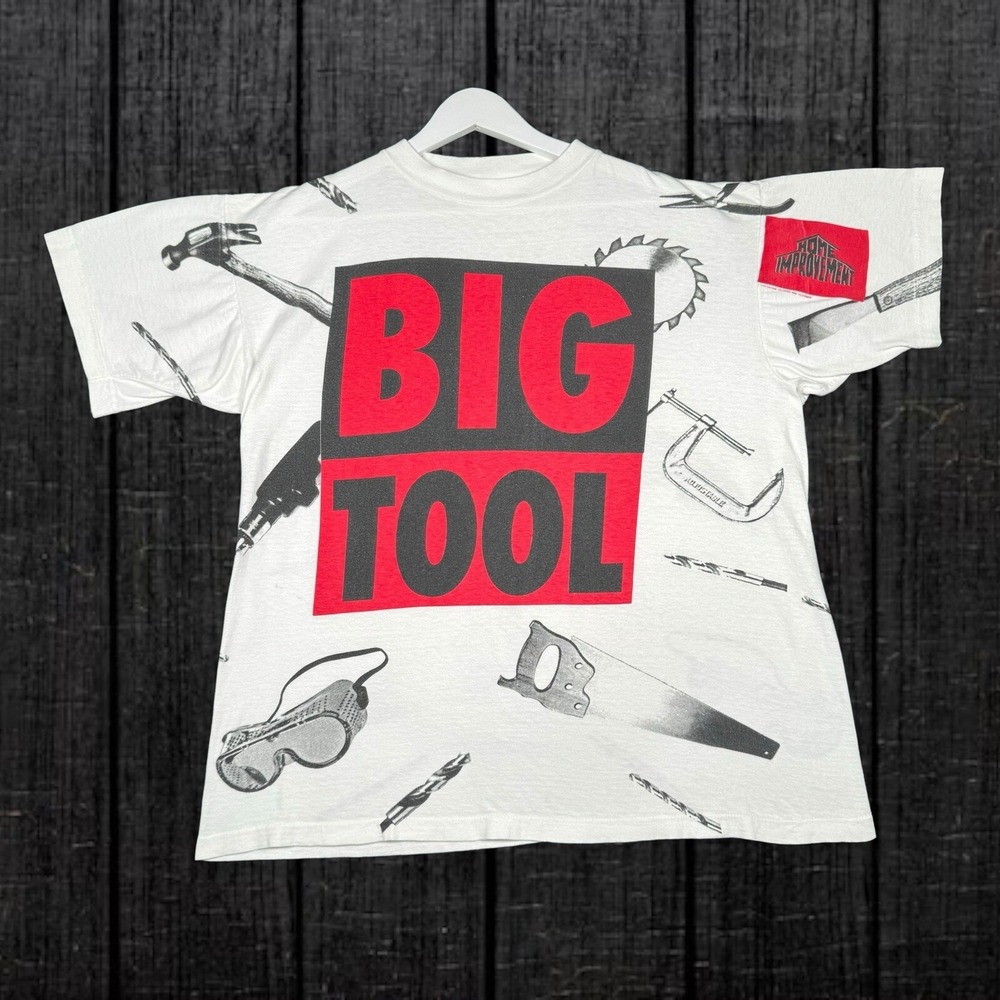 Vintage 1993 Home Improvement Shirt  "BIG TOOL" All Over Print - Men's Large 90s